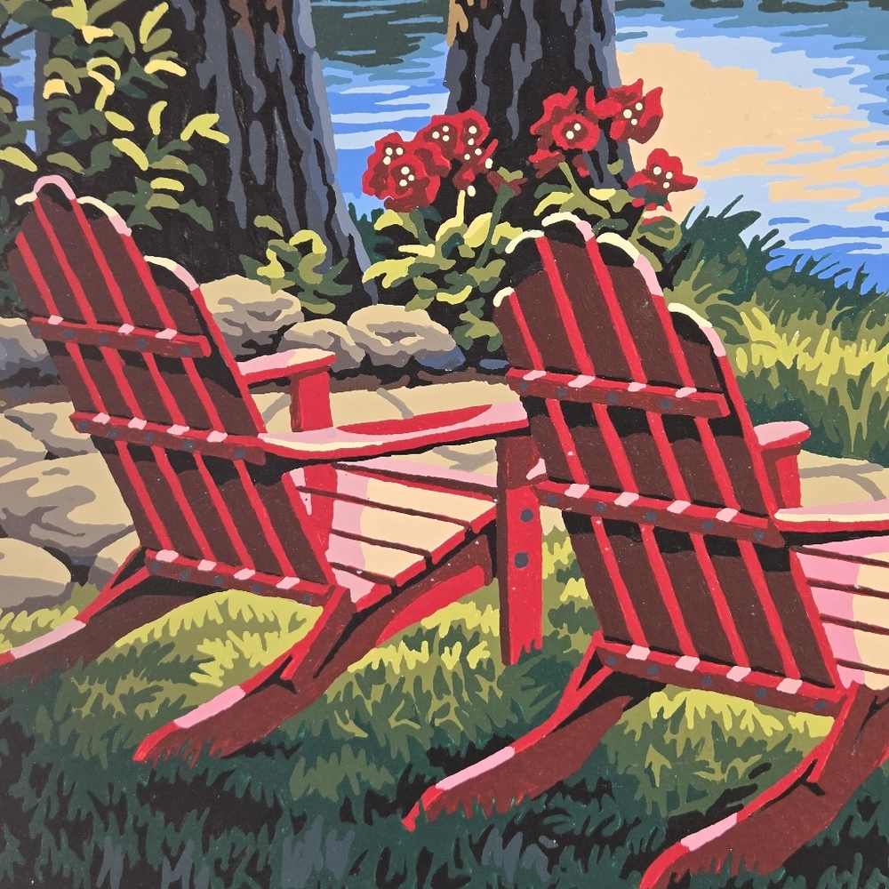 Adirondack Evening Paint By‎ Number Finished Acrylic Painting 20x14 No Border - Picture 10 of 17